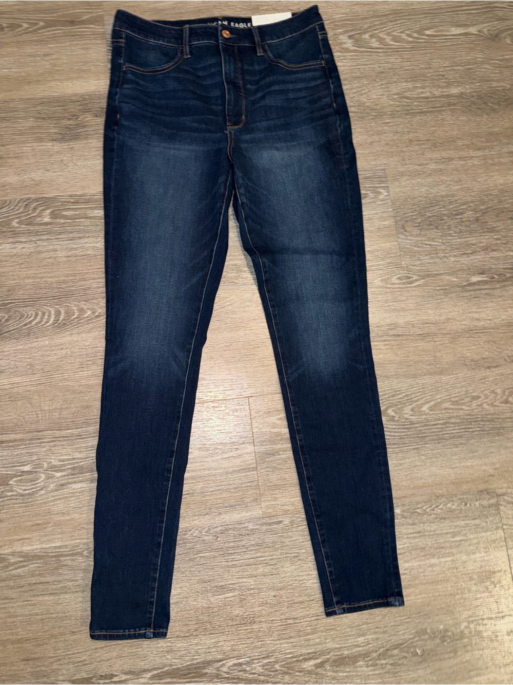NWT American Eagle Outfitters Dark Blue High-Rise Skinny Jeans X-Long Sz 12